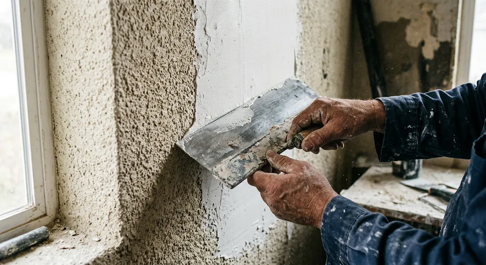 Imagen ilustrativa de la preparación de una pared con llana
